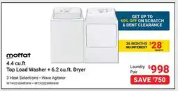 Visions Electronics moffat 4.4 cu. ft Top Load Washer + 6.2 cu. ft. Dryer 3 offer