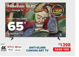 Visions Electronics Hisense 65 NATIVE 144Hz PANEL S7N Smart TV offer