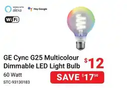 Visions Electronics GE Cync G25 Multicolour Dimmable LED Light Bulb offer