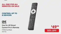 Visions Electronics One for All Smart Control Pro 6 Remote offer
