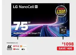 Visions Electronics LG 75 NanoCell 4K Smart TV offer