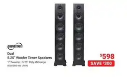 Visions Electronics Dual 5.25 Woofer Tower Speakers offer