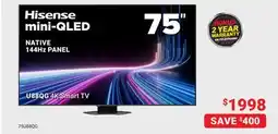 Visions Electronics Hisense 75 mini-QLED NATIVE 144Hz PANEL U88QG 4K Smart TV offer