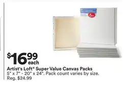 Michaels Artist's Loft Super Value Canvas packs offer