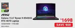Visions Electronics MSI Katana 15.6 Ryzen 9-8945HS RTX 4070 Laptop offer