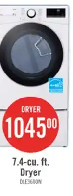 The Brick LG 7.4 Cu. Ft. Smart Electric Dryer - White - Stackable - DLE3600W offer
