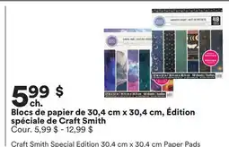 Michaels Blocs de papier de 30,4 cm x 30,4 cm, Édition spéciale de Craft Smith offer