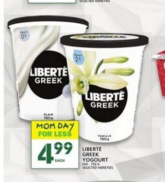 Food Basics Liberté Greek Yogourt offer