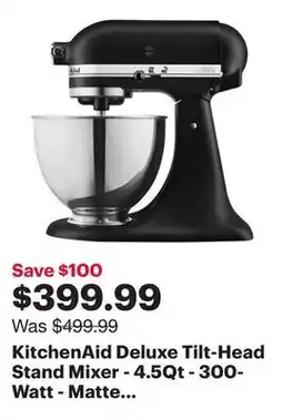 Best Buy KitchenAid Deluxe Tilt-Head Stand Mixer - 4.5Qt - 300-Watt - Matte Black - Only at Best Buy offer
