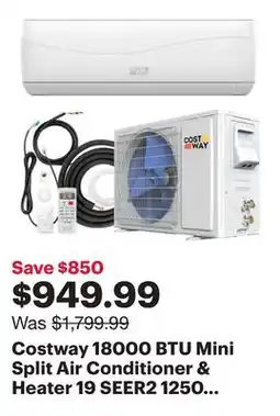 Best Buy Costway 18000 BTU Mini Split Air Conditioner & Heater 19 SEER2 1250 Sq. Ft Coverage offer