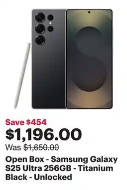 Best Buy Open Box - Samsung Galaxy S25 Ultra 256GB - Titanium Black - Unlocked offer