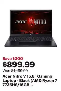 Best Buy Acer Nitro V 15.6 Gaming Laptop - Black (AMD Ryzen 7 7735HS/16GB RAM/512GB SSD/RTX 4050/Windows 11) offer