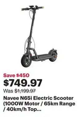 Best Buy Navee N65i Electric Scooter (1000W Motor / 65km Range / 40km/h Top Speed) - Black offer