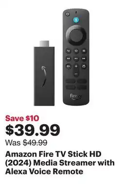 Best Buy Amazon Fire TV Stick HD (2024) Media Streamer with Alexa Voice Remote offer