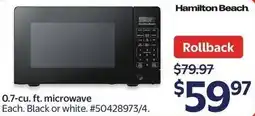 Walmart Hamilton Beach. 0.7-cu. ft. microwave offer