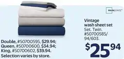 Walmart Mainstays vintage wash sheet set offer