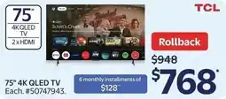 Walmart TCL 75" 4K QLED TV offer