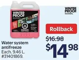 Walmart WINTER PROOF Water system antifreeze offer