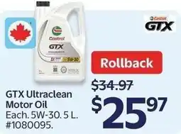 Walmart GTX Ultraclean Motor Oil offer