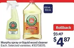 Walmart Murphy spray or liquid wood cleaner offer