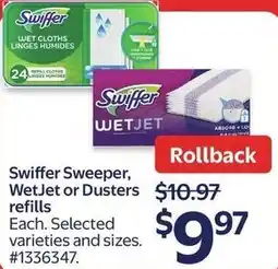 Walmart Swiffer Sweeper and Wet Jet or Dusters offer