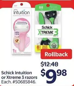 Walmart Schick Intuition or Xtreme 3 razors offer