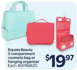 Walmart Equate Beauty 3-compartment cosmetic bag or hanging organizer offer