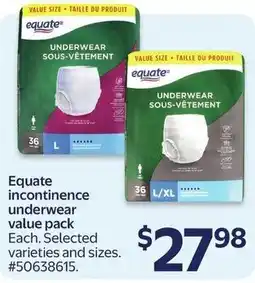 Walmart Equate incontinence underwear value pack offer