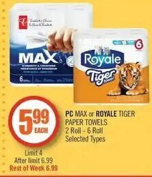 Shoppers Drug Mart Pc max or royale tiger offer