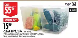 Canadian Tire TYPE A CLEAR TOTE, 2-PK offer