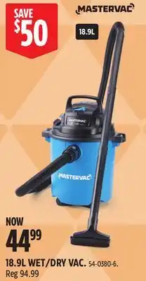 Canadian Tire Mastervac 18.9L WET/DRY VAC offer