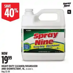 Canadian Tire Spray Nine HEAVY-DUTY CLEANER/DEGREASER AND DISINFECTANT, 4L offer