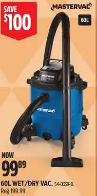 Canadian Tire Mastervac 60L WET/DRY VAC offer