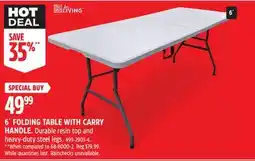 Canadian Tire 6´ FOLDING TABLE WITH CARRY HANDLE offer