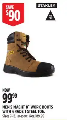 Canadian Tire Stanley MEN'S MACHT 8˝ WORK BOOTS WITH GRADE 1 STEEL TOE offer