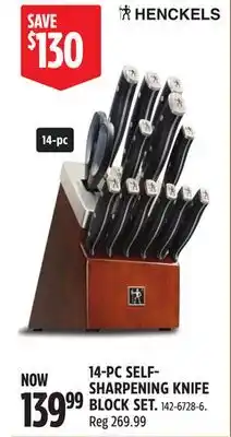 Canadian Tire HENCKELS 14-PC SELF- SHARPENING KNIFE BLOCK SET offer