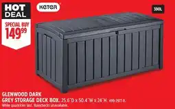 Canadian Tire KETER GLENWOOD DARK GREY STORAGE DECK BOX offer