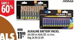 Canadian Tire NOMA ALKALINE BATTERY PACKS offer
