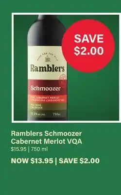 LCBO Ramblers Schmoozer Cabernet Merlot VQA offer