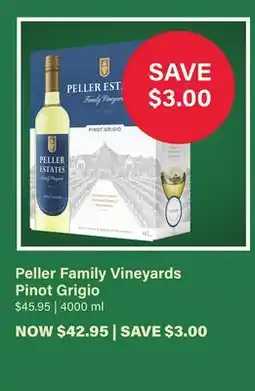 LCBO Peller Family Vineyards Pinot Grigio offer