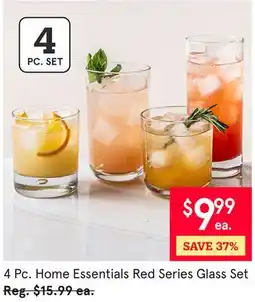 Kitchen Stuff Plus 4 Pc Home Essentials Red Series Glass Set offer
