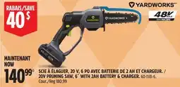 Canadian Tire Yardworks 20V PRUNING SAW, 6 WITH 24H BATTERY & CHARGER offer