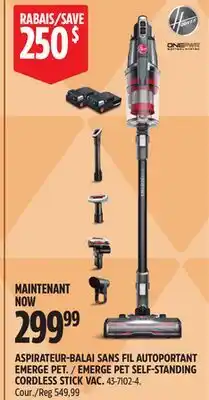 Canadian Tire EMERGE PET SELF-STANDING CORDLESS STICK VAC offer