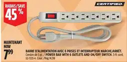 Canadian Tire POWER BAR WITH 6 OUTLETS AND ON/OFF SWITCH offer