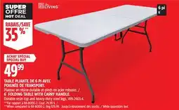 Canadian Tire For Living 6´ FOLDING TABLE WITH CARRY HANDLE. Durable resin top and heavy-duty steel legs offer