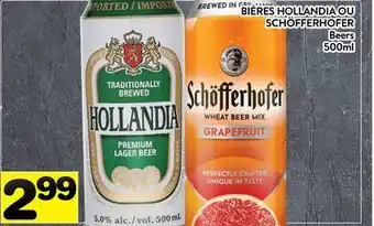 Supermarché PA BIÈRES HOLLANDIA OU SCHÖFFERHOFER | Beers offer