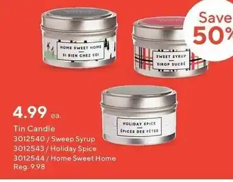 Staples Tin Candle offer