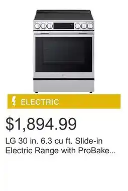 Costco LG 30 in. 6.3 cu ft. Slide-in Electric Range with ProBake Convection and Instaview Door offer