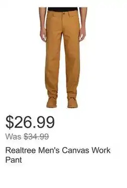 Costco Realtree Men's Canvas Work Pant offer