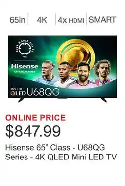 Costco Hisense 65 Class - U68QG Series - 4K QLED Mini LED TV offer